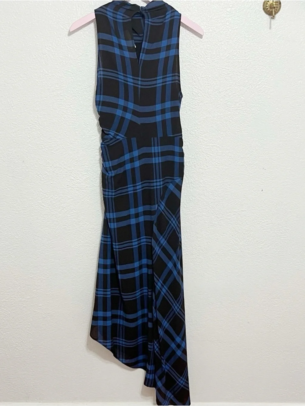 NWT A.L.C. Iggy Plaid Draped High-Neck Assymetrical Dress - Picture 7 of 11